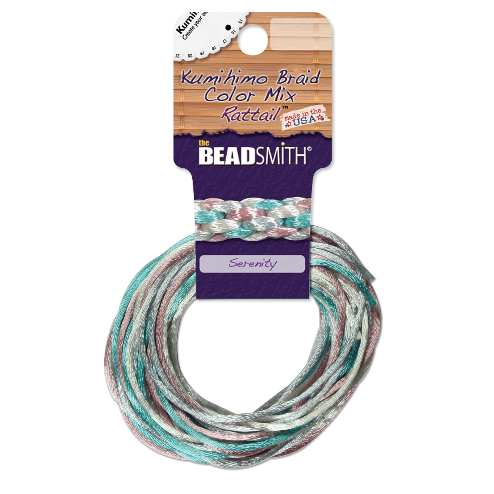 The Beadsmith® Rattail™ 2mm Serenity Mix Kumihimo Braid Satin Cord